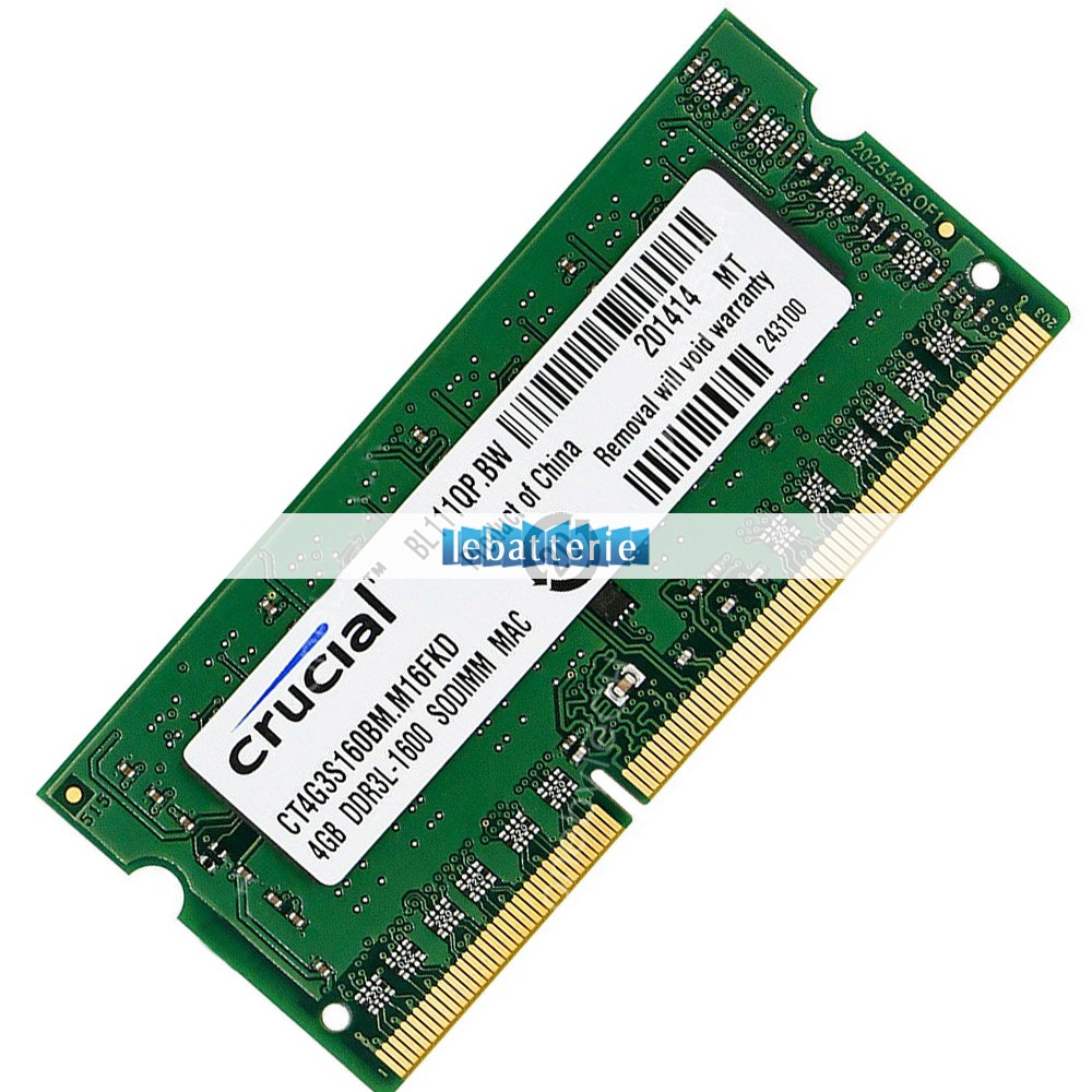 1600mhz sodimm non-ecc 204 broches mémoire sans tampon 1.35v ddr3l crucial ct4g3s160bm module de mémoire ram