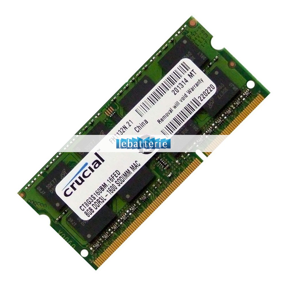 1600mhz sodimm non-ecc 204 broches mémoire sans tampon 1.35v ddr3l crucial ct8g3s160bm module de mémoire ram